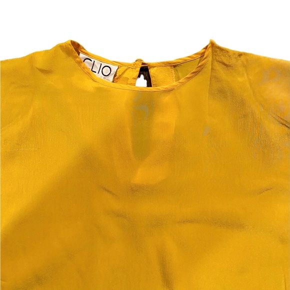 Vintage CLIO yellow 100% silk blouse with shoulder pads size S See measurements - Picture 6 of 6